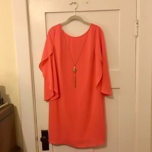 AGB Pink Tulip Sleeve Dress w/ Detachable Necklace
